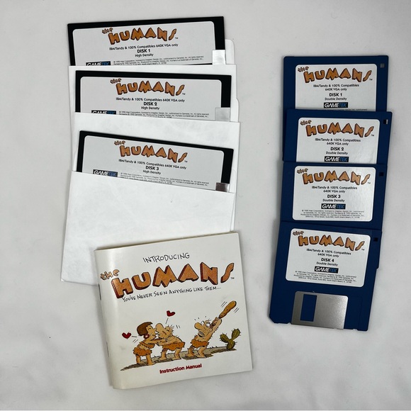 Introducing the Humans 1992 Atari Corp. PC GameTek IBM 5.25” & 3.5” Floppy Disks - Picture 3 of 16